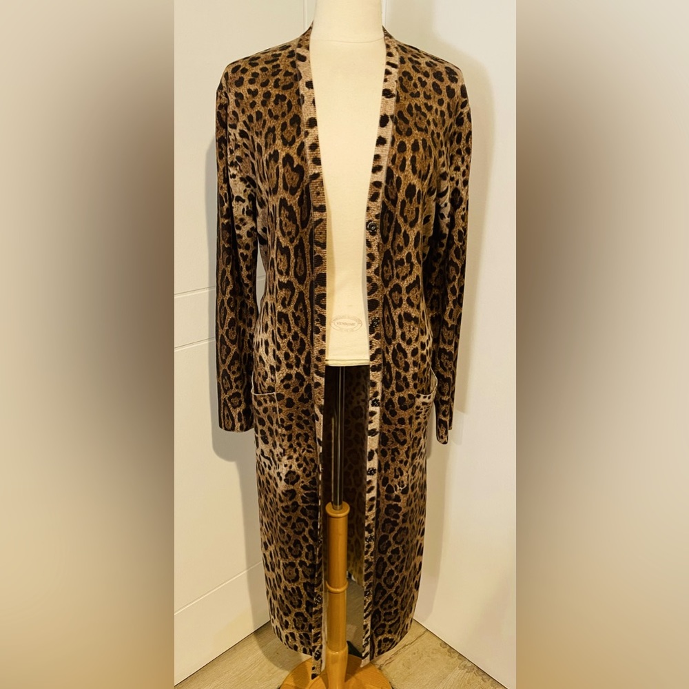 Dolce & Gabbana leopard wool duster cardigan